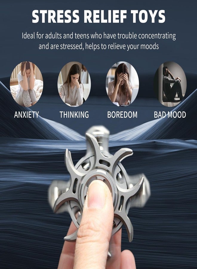 7JI Tuning Fork Fingertip Gyroscope Premium Stainless Steel Fidget Toys,Adult Stress & Anxiety Relief, Long Spin Time Stress Relief Toy Three-Layer Metal - Image 3